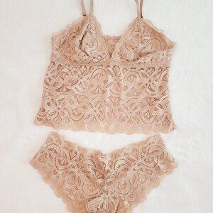 bralette and panties set Large NEW beige